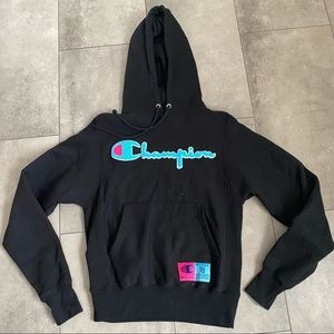 Champion black reverse weave hoodie sweatshirt size XS